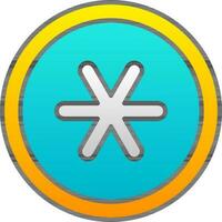 Asterisk Symbol Or Icon On Gradient Yellow And Blue Circle Background. vector