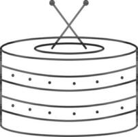 Snare Drum Icon In Black Line Art. vector