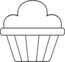 Cupcake Icon In Black Line Art. vector