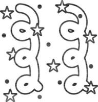 Firework Icon In Black Line Art. vector