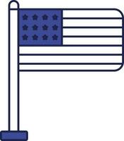 America bandera icono en azul y blanco color. vector