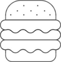 Burger Icon In Black Outline. vector