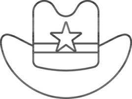 Cowboy Hat Icon In Black Line Art. vector