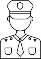 Faceless Police Icon In Black Outline. vector