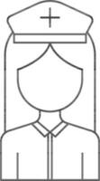 Faceless Nurse Icon In Thin Line Art. vector