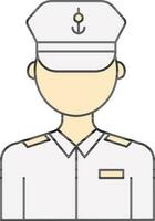 Faceless Captain Icon In Gray And Orange Color. vector