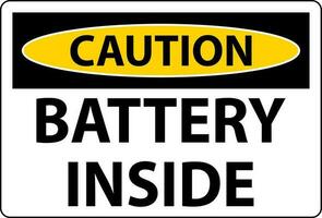 Caution Sign Battery Inside On White Background vector