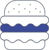 Burger Icon In White And Blue Color. vector