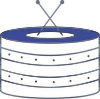 Snare Drum Icon In White And Blue Color. vector