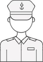 Faceless Captain Icon In Gray And White Color. vector