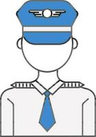 Faceless Pilot Icon In Blue And Gray Color. vector