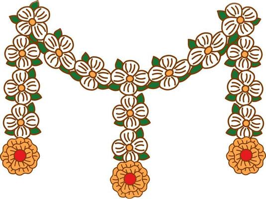 Colorful Floral Toran Icon in Flat Style.