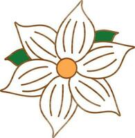 Flower With Leaves Icon in Green and White Color. vector