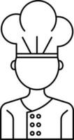 Faceless Chef Icon In Black Outline. vector