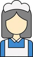 Faceless Female Maid Icon In Blue And Gray Color. vector