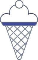 Ice Cream Waffle Cone Icon In White And Blue Color. vector