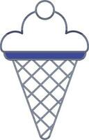 Ice Cream Waffle Cone Icon In White And Blue Color. vector