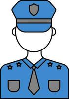 sin rostro policía icono en azul y blanco color. vector