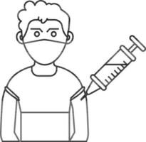 Young Boy Vaccination Icon In Line Art. vector