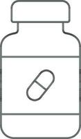 Pill Bottle Icon In Black outline. vector