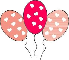 Hearts Printed Balloons Bunch Icon In Pink And Peach Color. vector