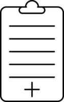Linear Style Medical Prescription In Clipboard Icon. vector