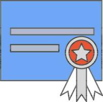 certificado icono en azul y rojo color. vector