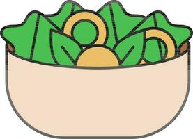 Colorful Salad Bowl Icon In Flat Style. vector
