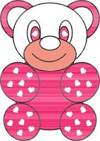 corazones impreso osito de peluche oso rosado y blanco icono. vector