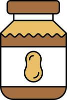 Peanut Butter Jar Icon Brown And Yellow Color. vector