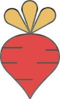 raíz de remolacha o nabo icono en rojo y amarillo color. vector