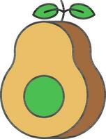 Avocado Fruit With Leavs Colorful Icon In Flat Style. vector