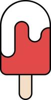 Melting Popsicle Icon In Red And White Color. vector