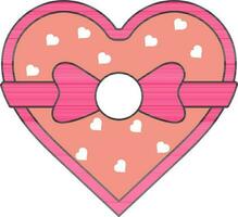 Heart Shape Gift Box Pink And White Icon In Flat Style. vector