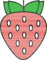Strawberry Fruit With Leaves Icon in Green And Red Color. vector
