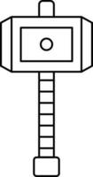 Black Outline Thor Hammer Icon Or Symbol. vector