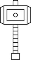 Black Outline Thor Hammer Icon Or Symbol. vector