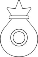 Illustration Of Money Bag Icon In Thin Line Art. vector