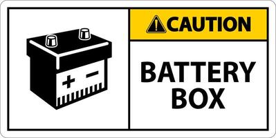 Caution Battery Box with Icon Sign On White Background vector