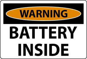 Warning Sign Battery Inside On White Background vector