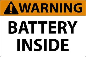 Warning Sign Battery Inside On White Background vector