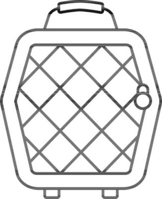 Pet Cage Icon In Black Outline.