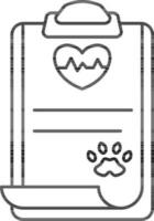 Veterinary Heart Report Icon In Line Art. vector