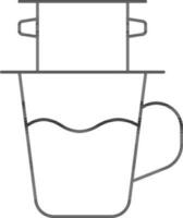 Vietnam Coffee Dripper Icon In Black Outline. vector