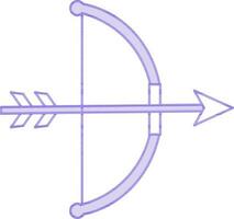Bow And Arrow Icon In Purple And White Color. vector