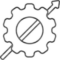 Arrow With Cogwheel Icon In Line Art. vector