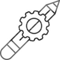 Cogwheel And Pencil Icon In Line Art. vector