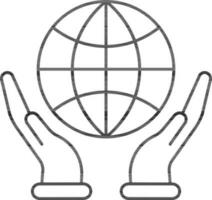 global cuidado símbolo o icono en Delgado línea Arte. vector