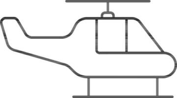 Black Outline Helicopter Icon In Flat Style. vector