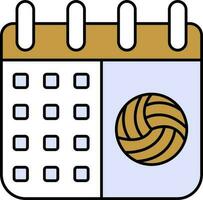 vistoso calendario con vóleibol icono. vector